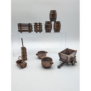 10pc 1:12 Miniature Dollhouse Wooden Farm Fisherman Western Rustic Accessories